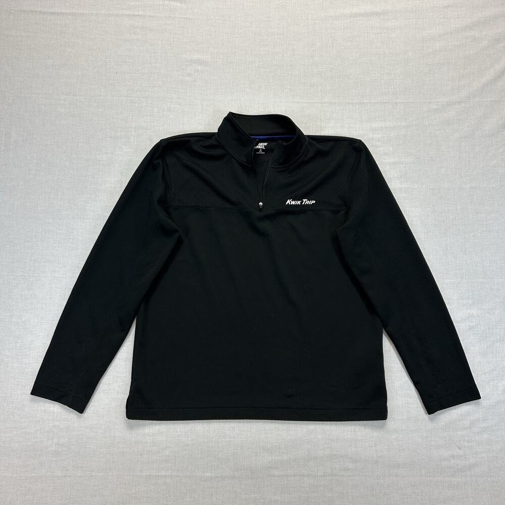 Kwik Trip 1/4 Zip Employee Uniform Pullover Shirt Men's Medium Lands' End Black